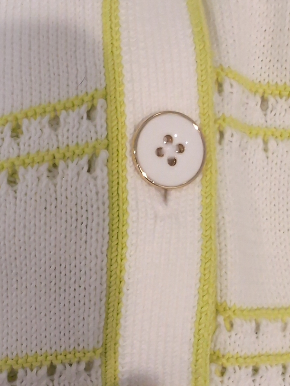 Talbots V-Neck Girlfriend Long Sleeve Lime/White Cardigan L nwt - Picture 8 of 11